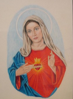 Virgin Mary, colored pencil