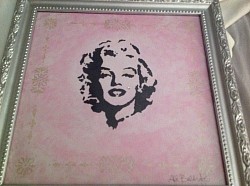 Marilyn Monroe, acrylic paint w/metallic stencil and crystal accent