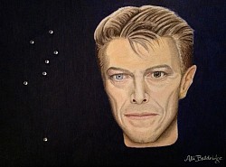 David Bowie, colored pencil and crystal accent